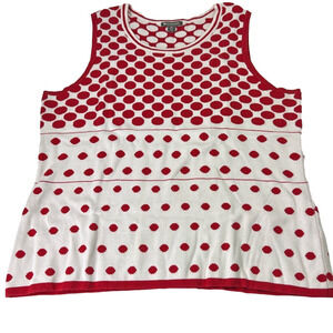 Spanner White & Red Polka Dot Sleeveless Knit Top
